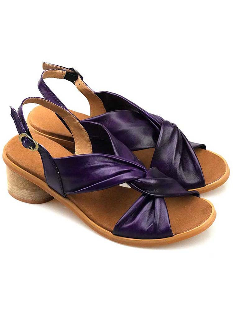 Handmade Leather Solid Color Simple Sandals