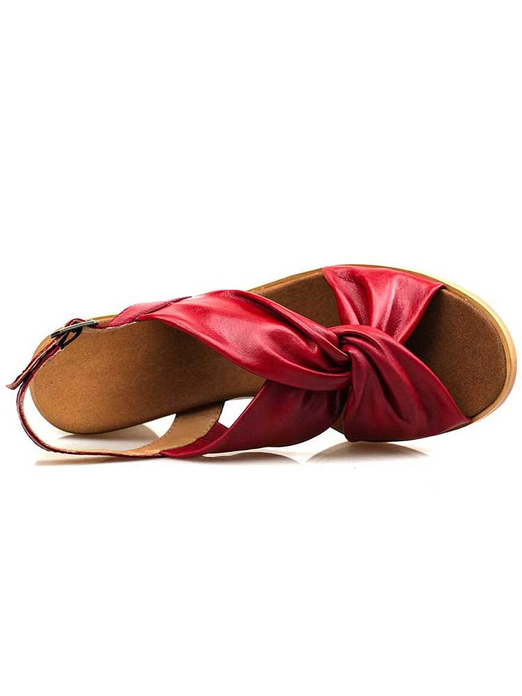 Sandalias cómodas de tacón bajo de cuero bohemio