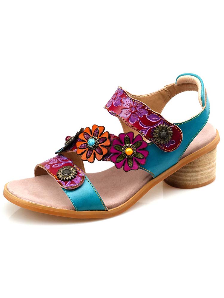 Handmade Vintage Casual Floral Sandals