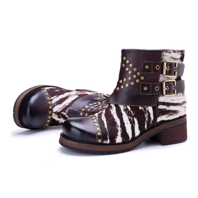 Colorstepshoes Wild Zebra Flat Ankle Boots