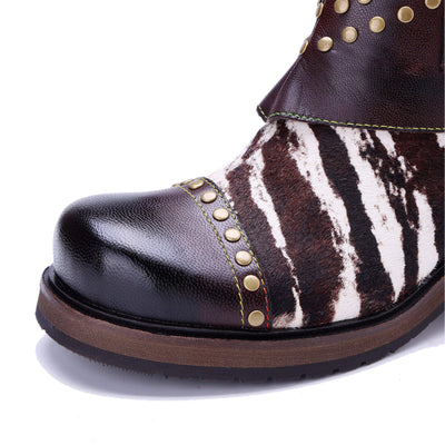 Colorstepshoes Wild Zebra Flat Ankle Boots