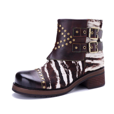 Colorstepshoes Wild Zebra Flat Ankle Boots