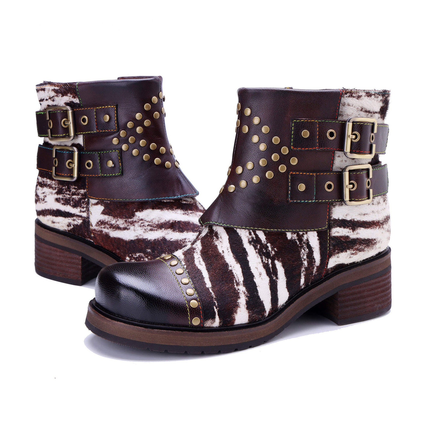 Colorstepshoes Wild Zebra Flat Ankle Boots
