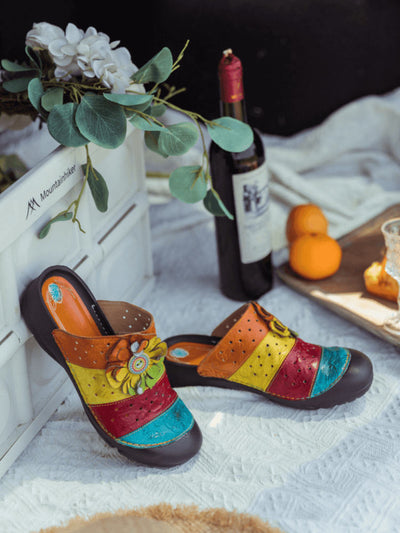 Sandales colorées cousues à la main vintage 