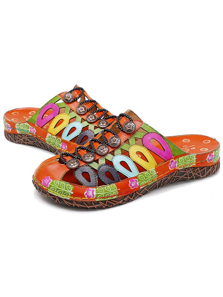Sandales colorées faites à la main vintage 