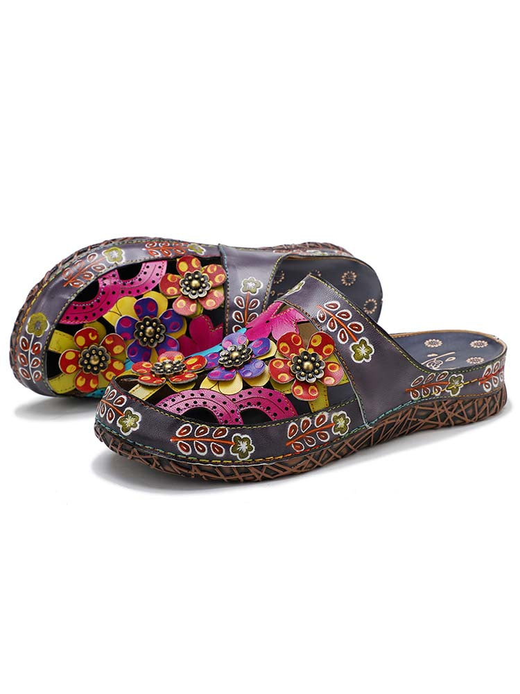 Flowers Handmade Colorful Slippers