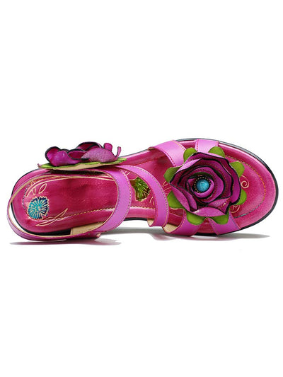 Gorgeous Handmade Rose Wedge Sandals