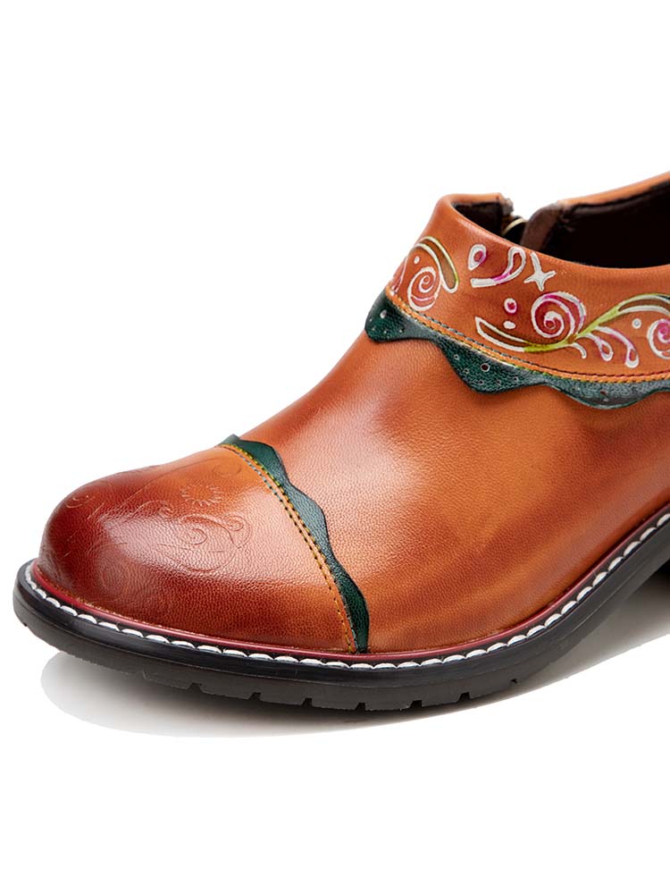 Chaussures plates vintage en cuir faites à la main