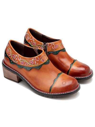 Chaussures plates vintage en cuir faites à la main