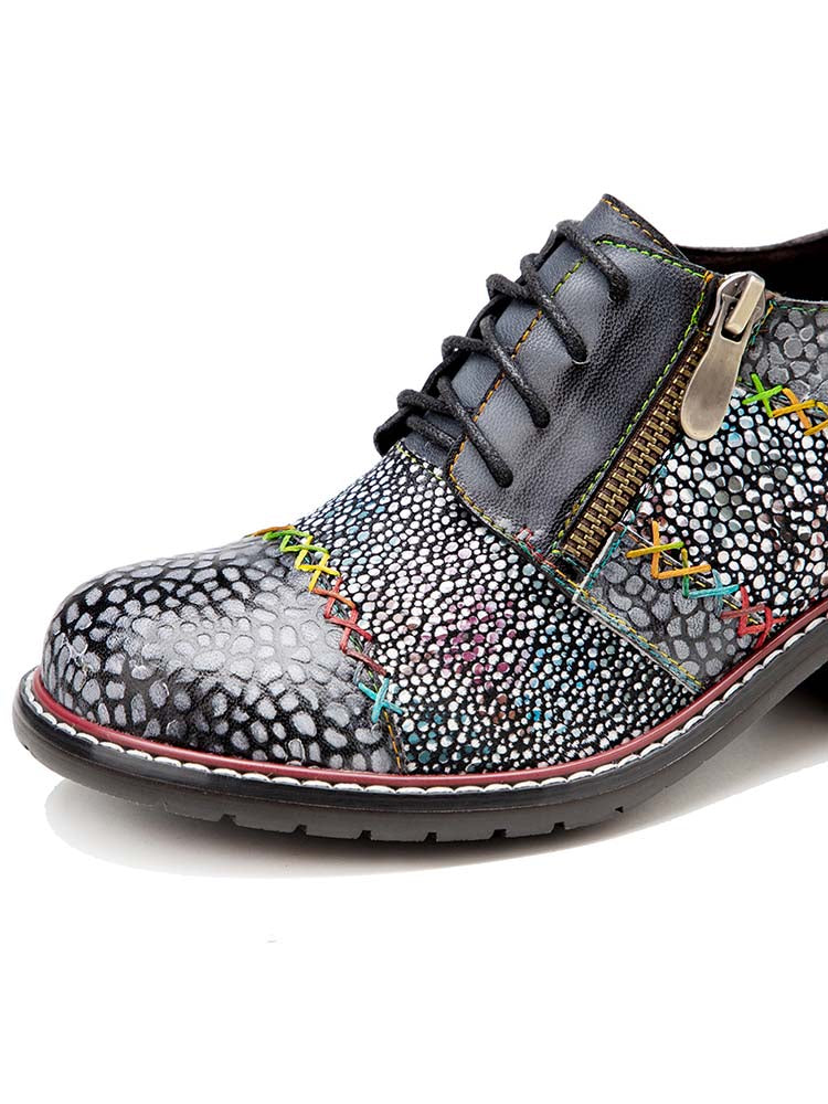 Zapatos planos de moda de cuero hechos a mano vintage