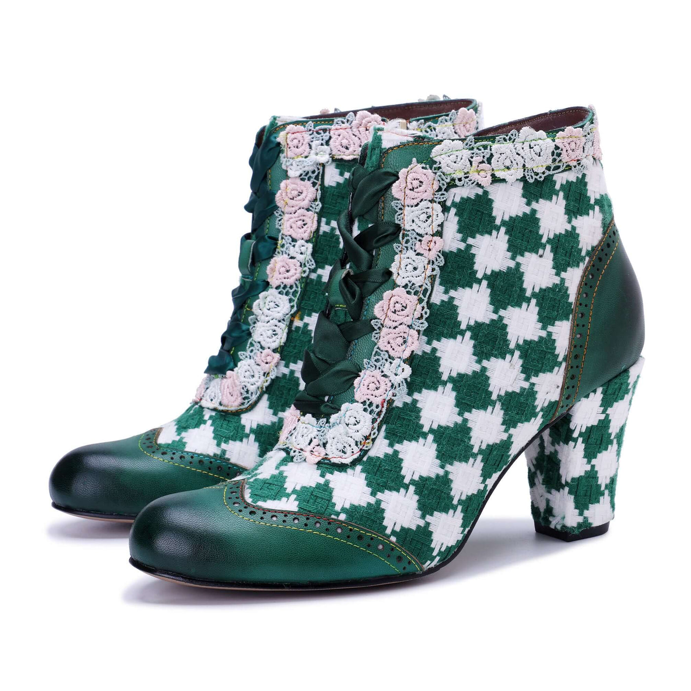 Colorstepshoes Emerald Artistic Floral Lace Boots
