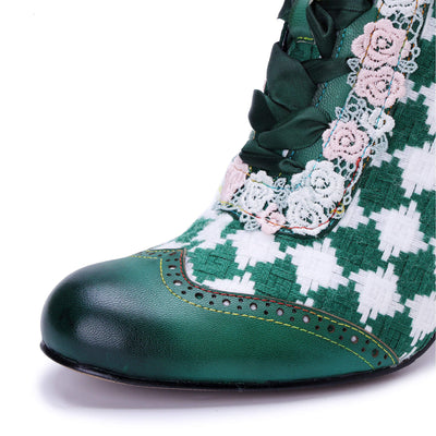 Colorstepshoes Emerald Artistic Floral Lace Boots