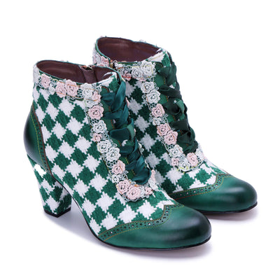 Colorstepshoes Emerald Artistic Floral Lace Boots