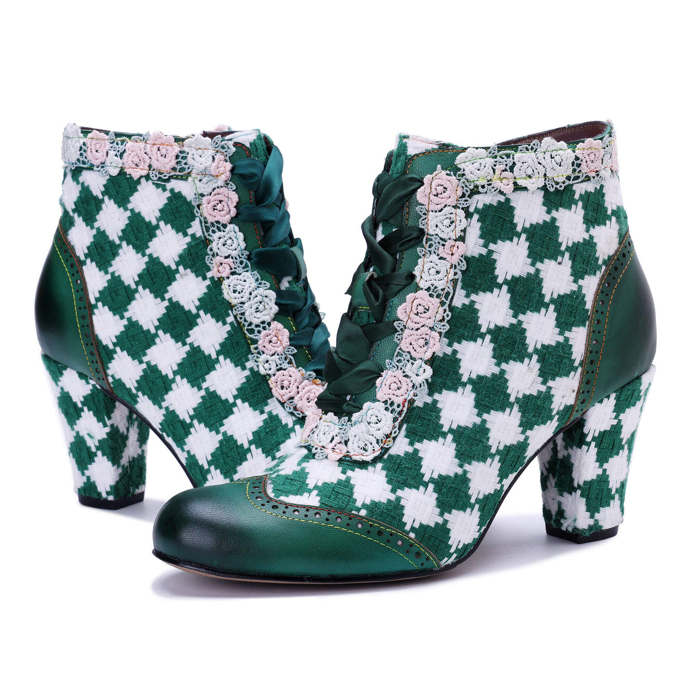 Colorstepshoes Emerald Artistic Floral Lace Boots
