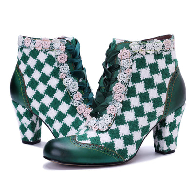 Colorstepshoes Emerald Artistic Floral Lace Boots