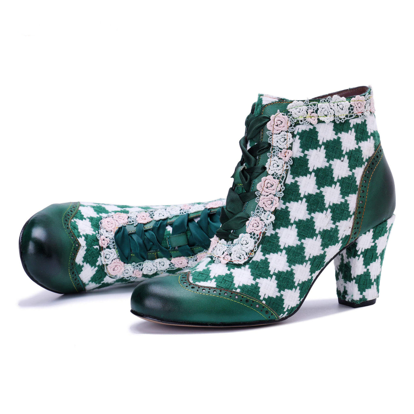 Colorstepshoes Emerald Artistic Floral Lace Boots