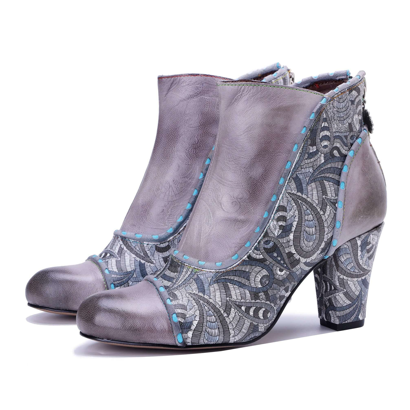 Colorstepshoes Silver Mist Paisley Ankle Boots