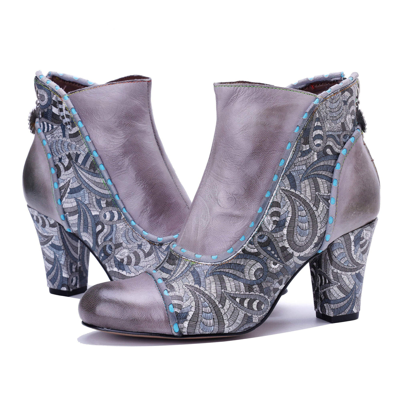 Colorstepshoes Silver Mist Paisley Ankle Boots