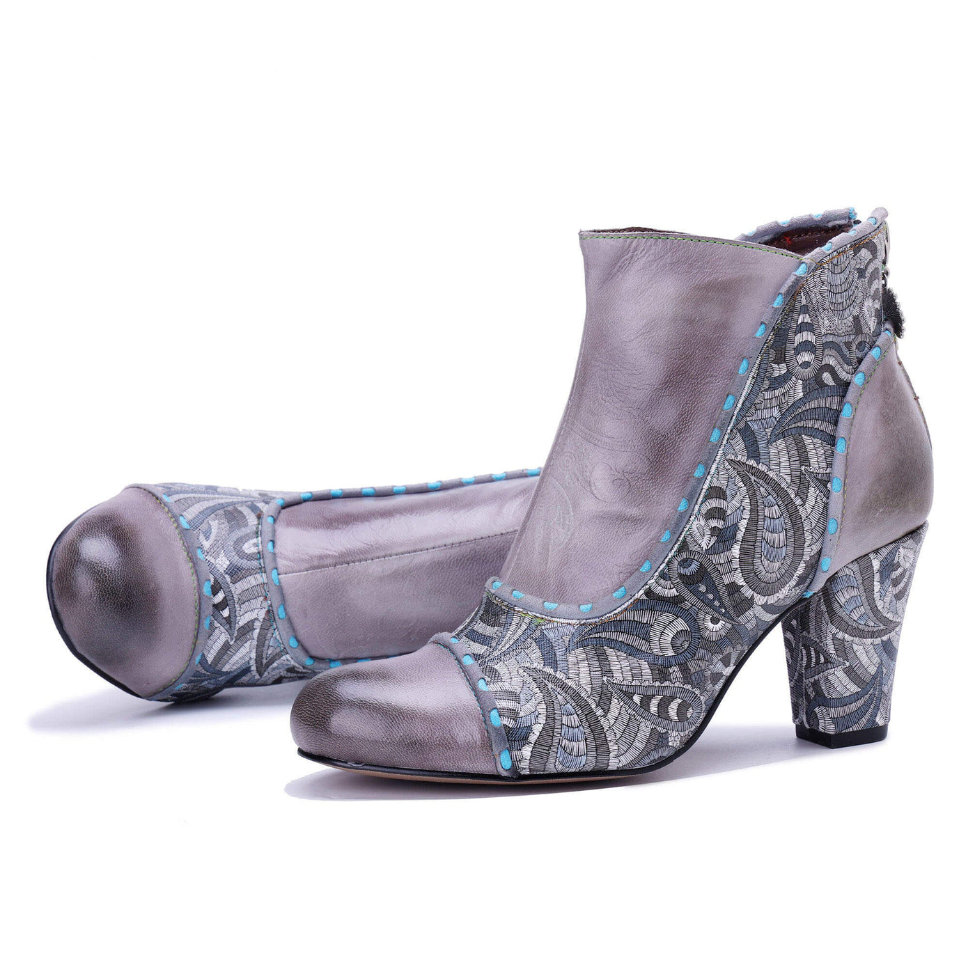 Colorstepshoes Silver Mist Paisley Ankle Boots