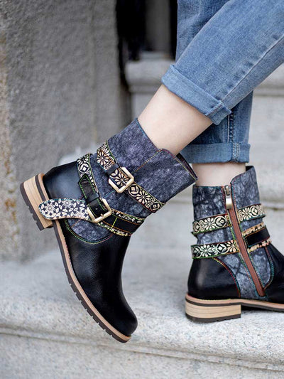 Retro Chic Flat Ankle Boots