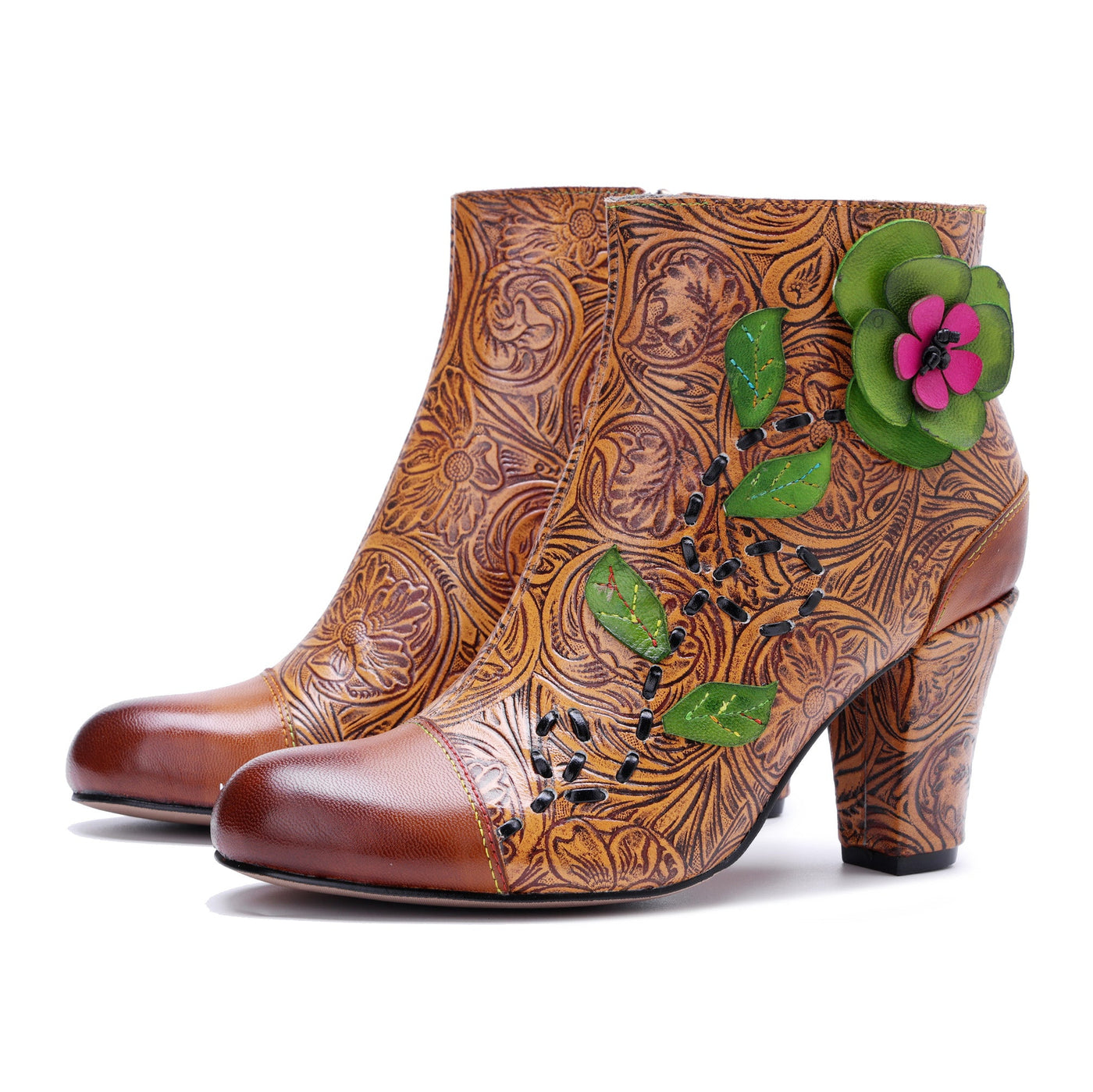 Colorstepshoes Vintage Garden Ankle Boots