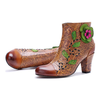 Colorstepshoes Vintage Garden Ankle Boots
