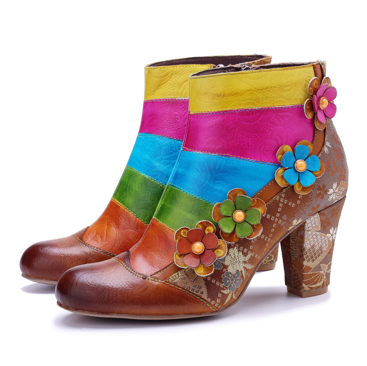 Colorstepshoes Rainbow Bloom Ankle Boots