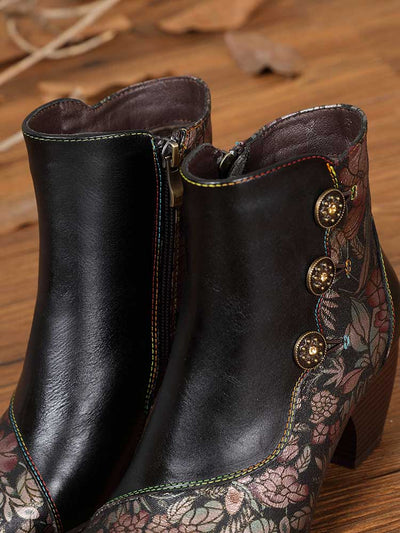 Baylor Retro Handmade Floral Ankle Boots