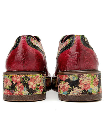 Zapatos Oxford florales con costuras informales cómodas vintage
